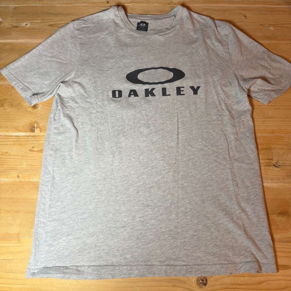 Oakley Mens Graphic Logo T-Shirt Gray Heather Regular Fit Short Sleeve Size M